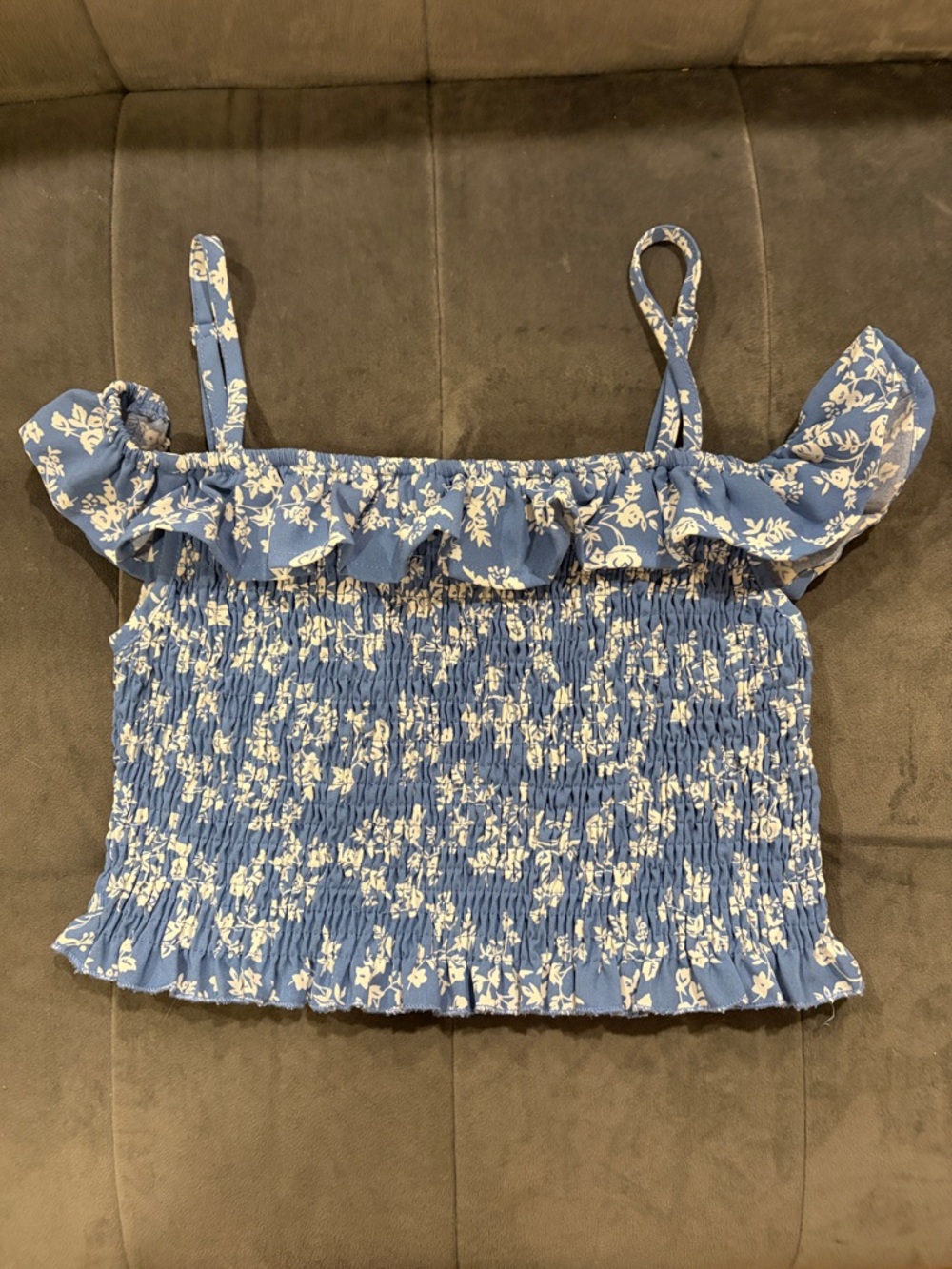 Floral Ruffle off the shoulder crop top